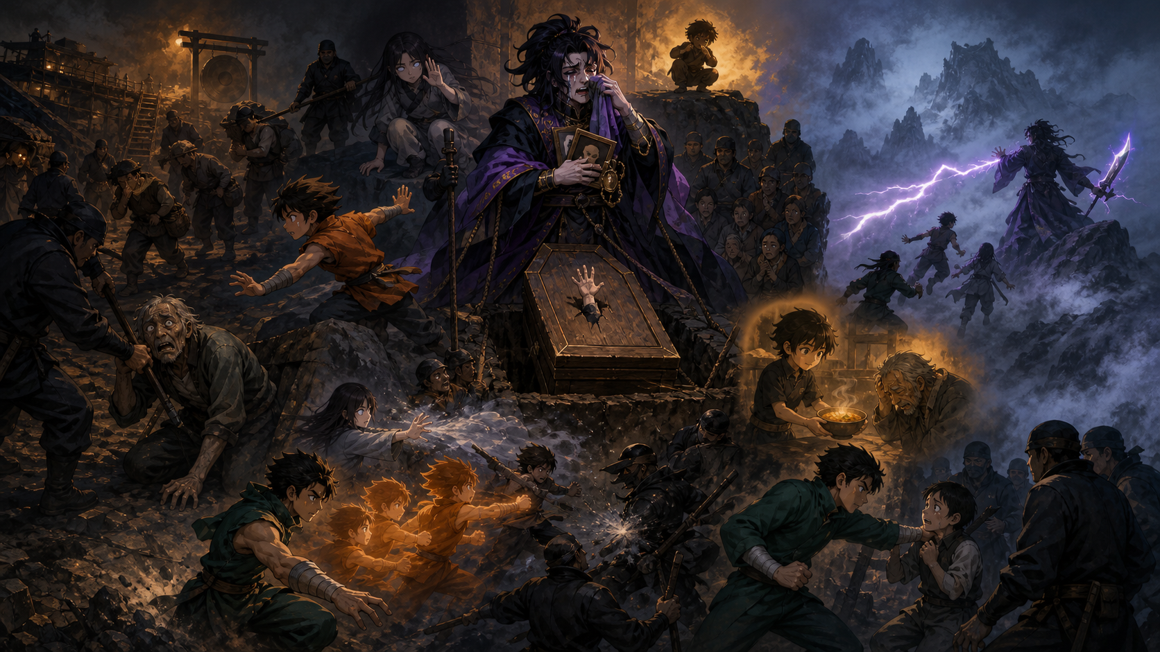 Raiga mourns beside a living prisoner’s coffin as Lee confronts Karashi in Naruto Episode 153