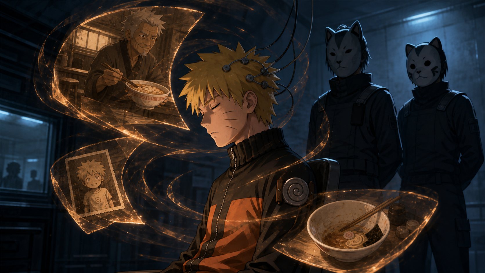 Naruto undergoes ANBU regressive hypnosis as memories of Gennō, ramen and an old photograph surface in Naruto Episode 198