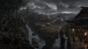 Original Ninja Scroll fan art of plague roads, rival clans, and supernatural assassins