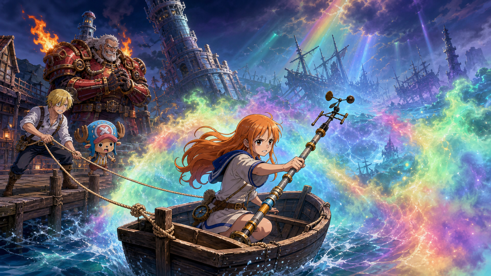 Nami follows Henzo’s lifeline into the Rainbow Mist while Wetton prepares the Rainbow Tower for an armed raid