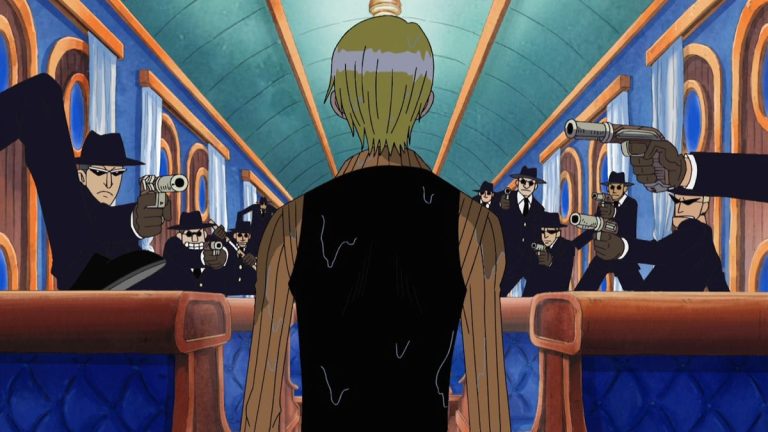 Official One Piece Episode 253 story scene from the Water 7 Robin and sea train arc