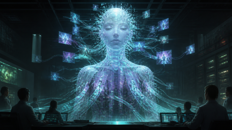 Emergent artificial intelligence formed from luminous data and city memories in a government laboratory
