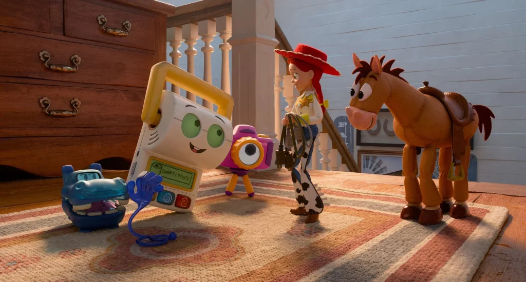Jessie and Bullseye meet Smarty Pants, Snappy, and Atlas in Toy Story 5