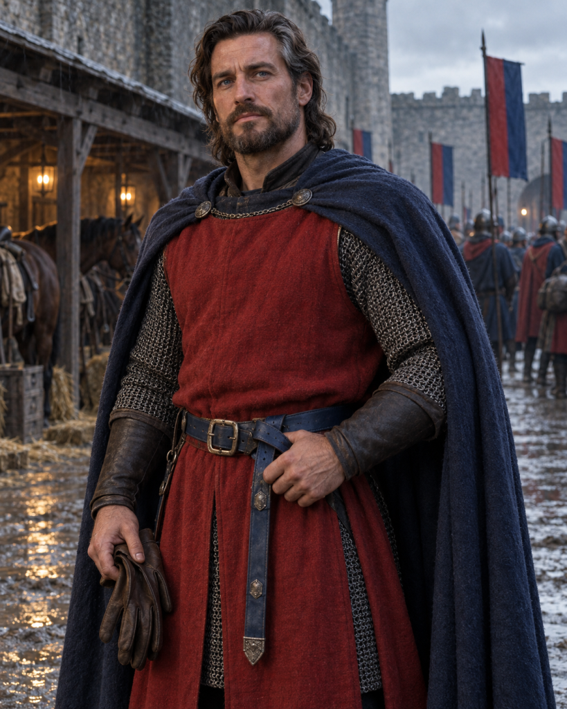 Baron Godwig of Cellodshire in red and blue before the Naglimund campaign