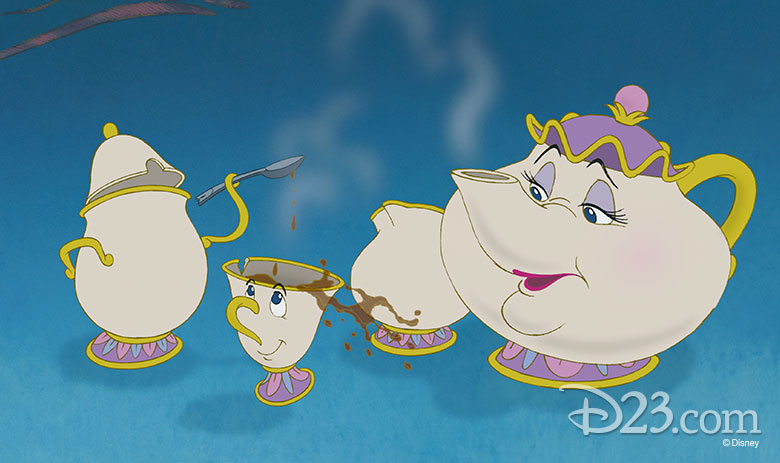 Mrs. Potts and Chip shown in official Disney development artwork