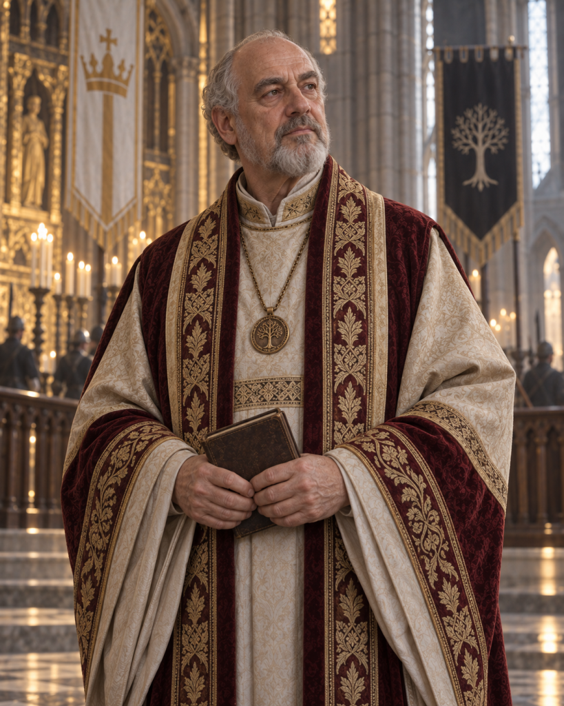 Bishop Domitis in intact Saint Sutrins Cathedral during the Book 1 occupation
