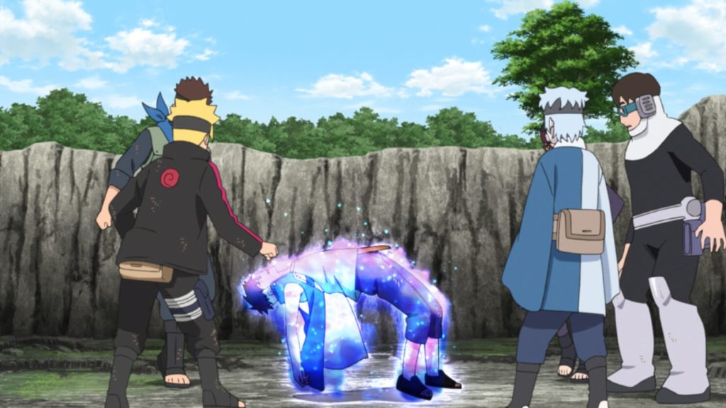 Kawaki wakes surrounded by Team 7 as Kāma energy outlines his altered body in Boruto Episode 188