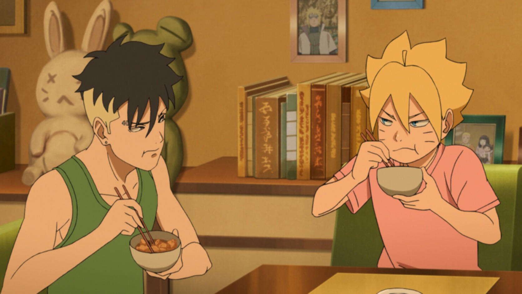 Kawaki and Boruto share a tense meal at home in Boruto Episode 194