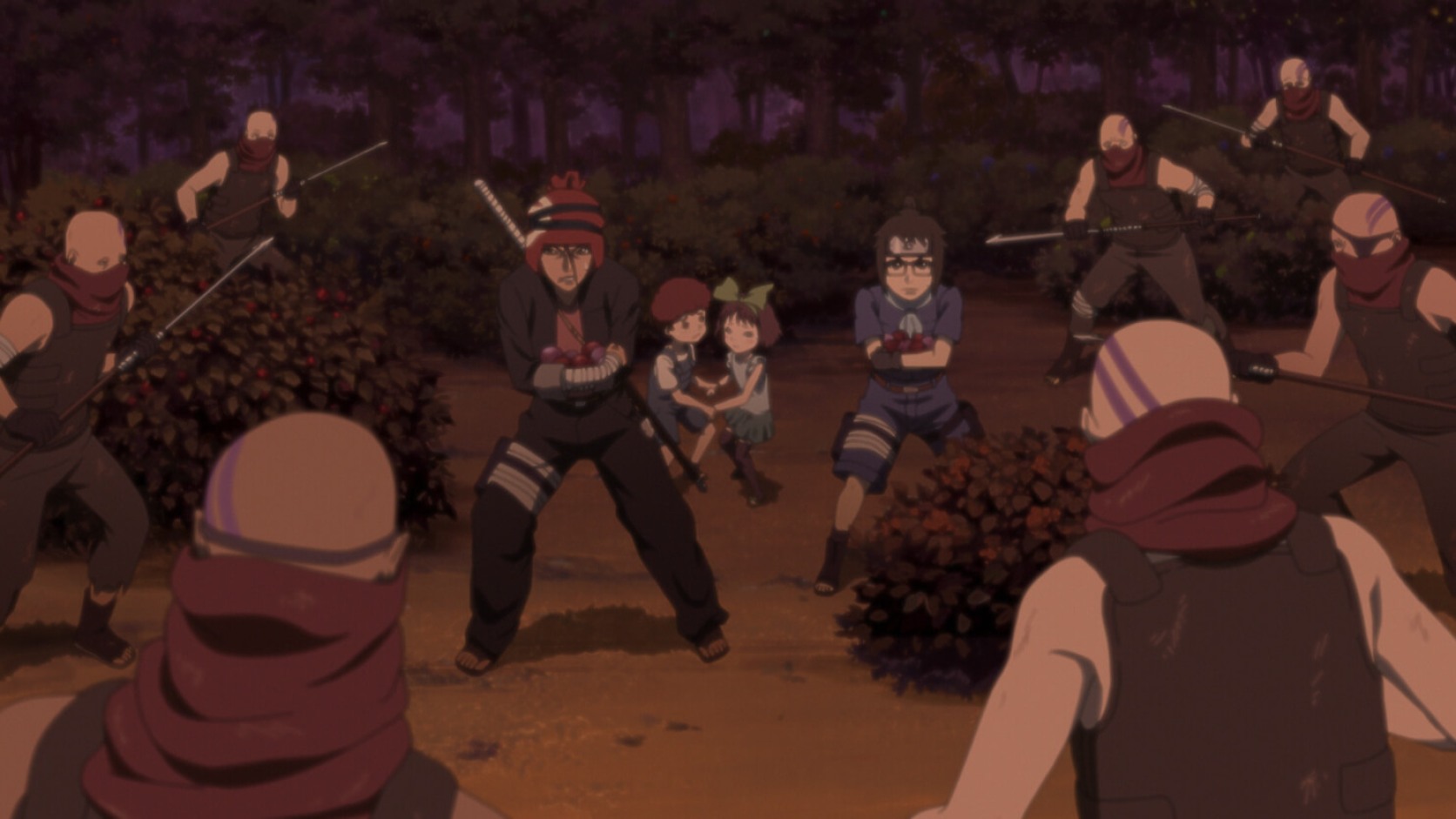 Denki and Iwabe protect village children in Boruto Episode 247