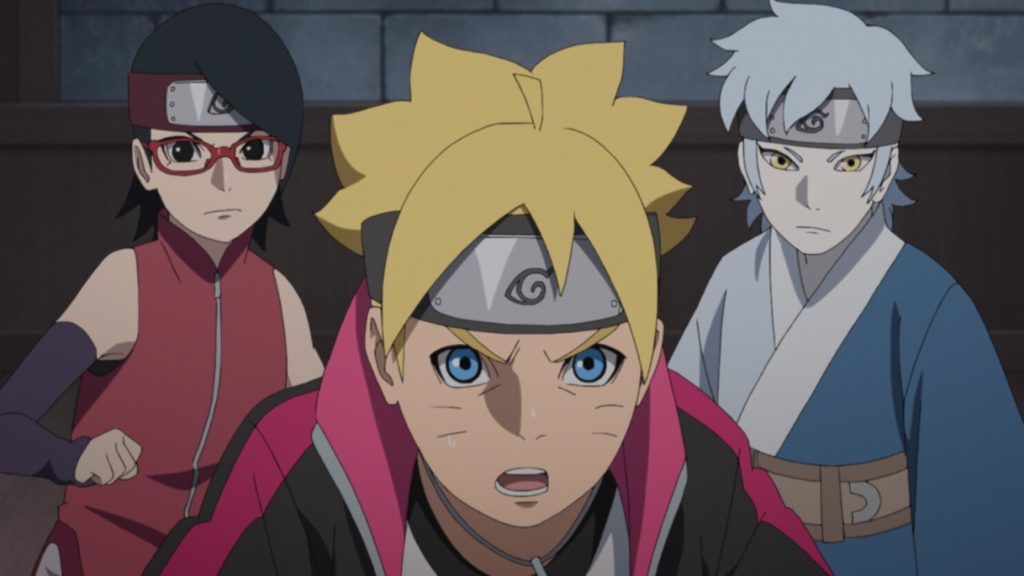 Boruto stands with Sarada and Mitsuki in Boruto Episode 251