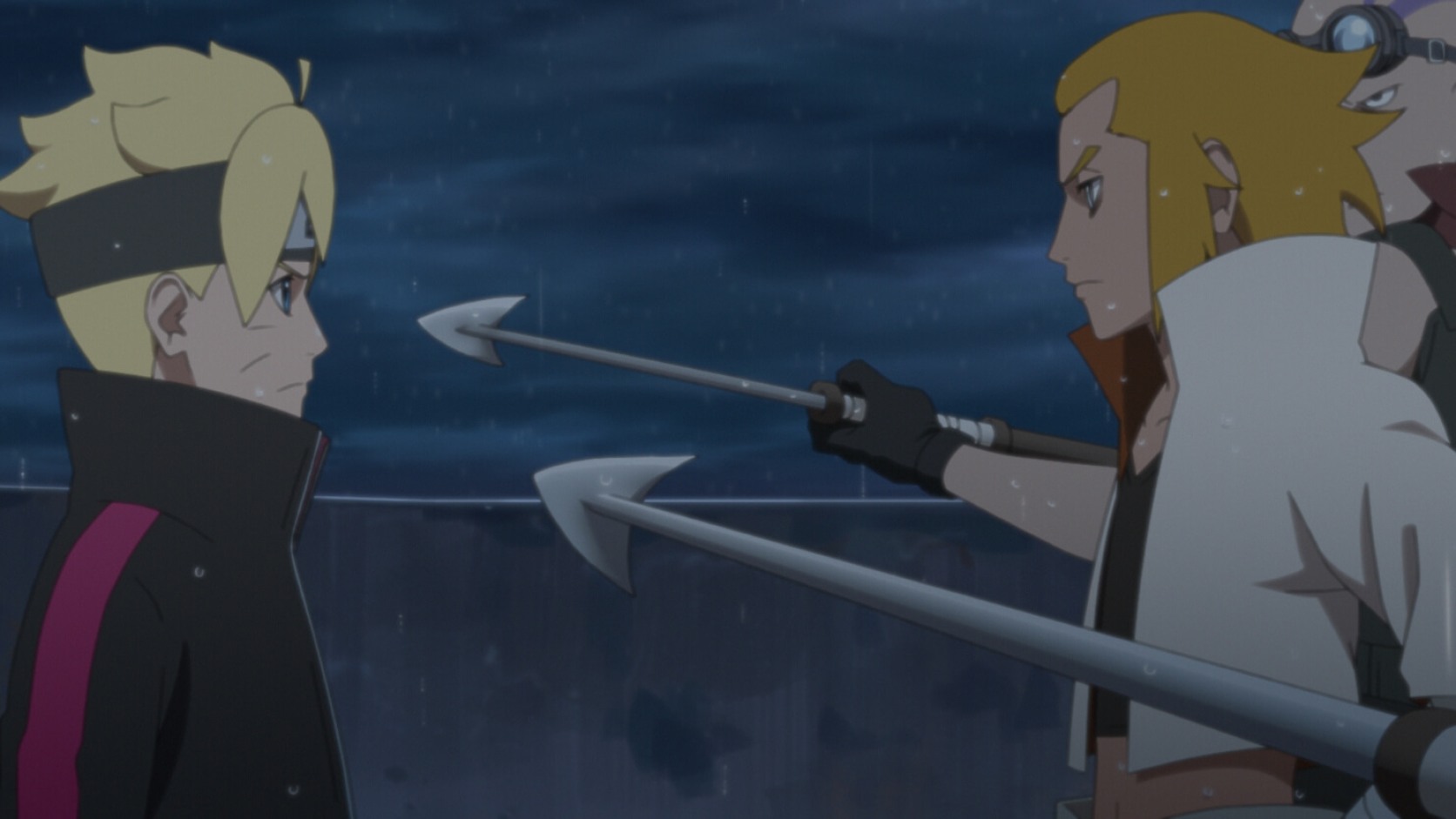 Boruto faces Ikada across raised weapons in Boruto Episode 253