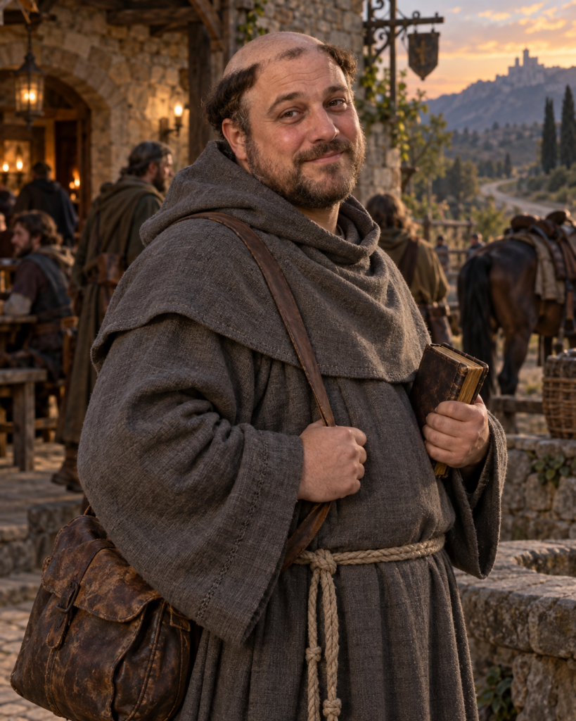 Cadrach-ec-Crannhyr, the smiling gray-robed traveling friar