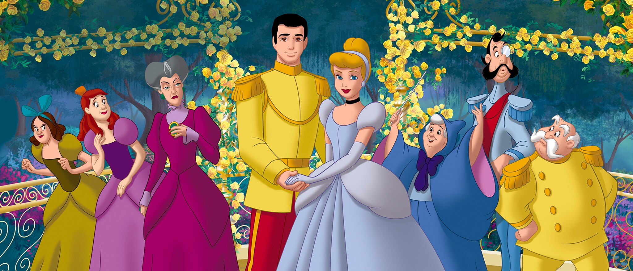 Anastasia, Lady Tremaine, Cinderella, and Prince Charming in Cinderella III
