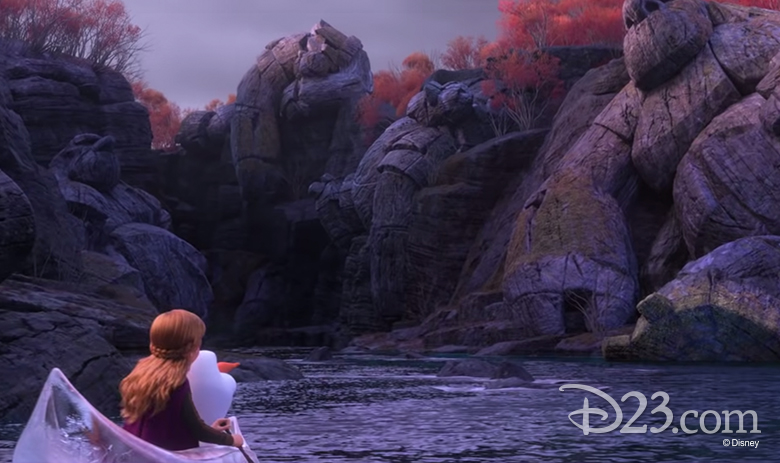 The Earth Giants beside a river in an official Frozen II still
