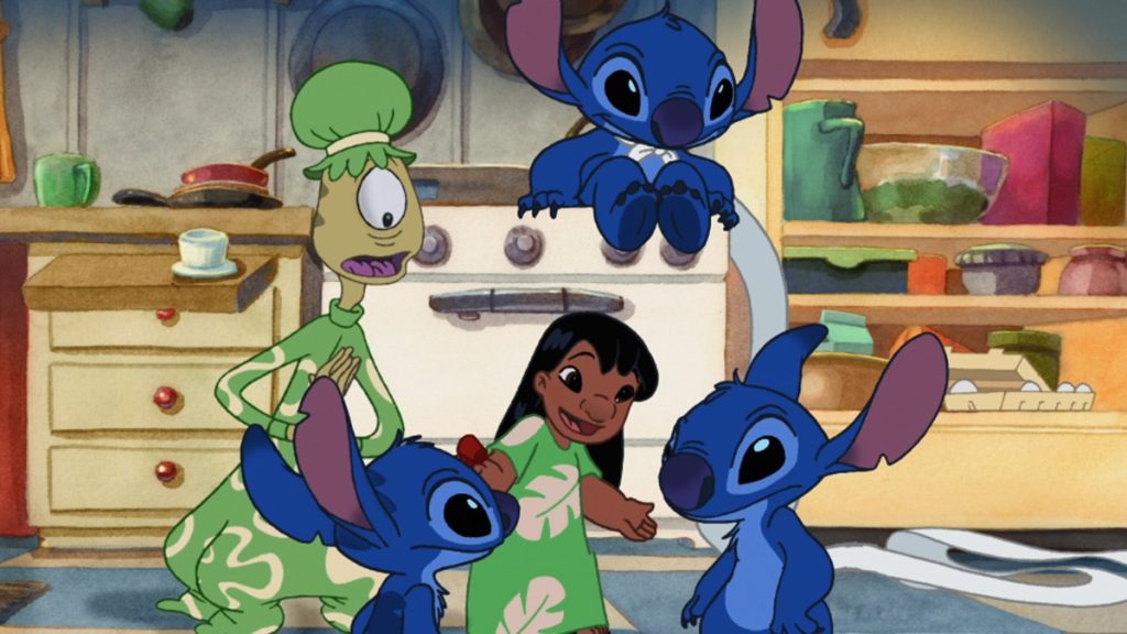 Multiple copies of Stitch stand together in Lilo and Stitch The Series Episode 28 Dupe