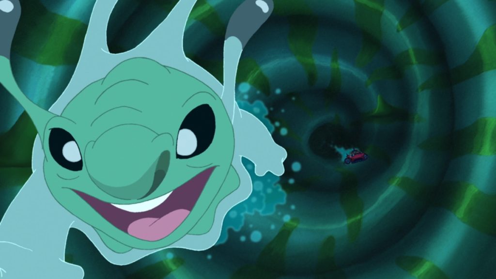Lilo and Stitch travel inside Pleakley in the Lilo and Stitch The Series episode Poxy