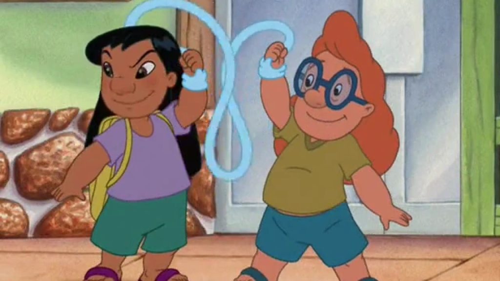Lilo and Mertle use Link’s adhesive as a lasso during the series finale