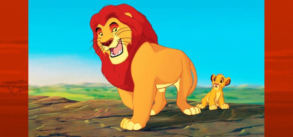 Mufasa beside young Simba in official Disney artwork