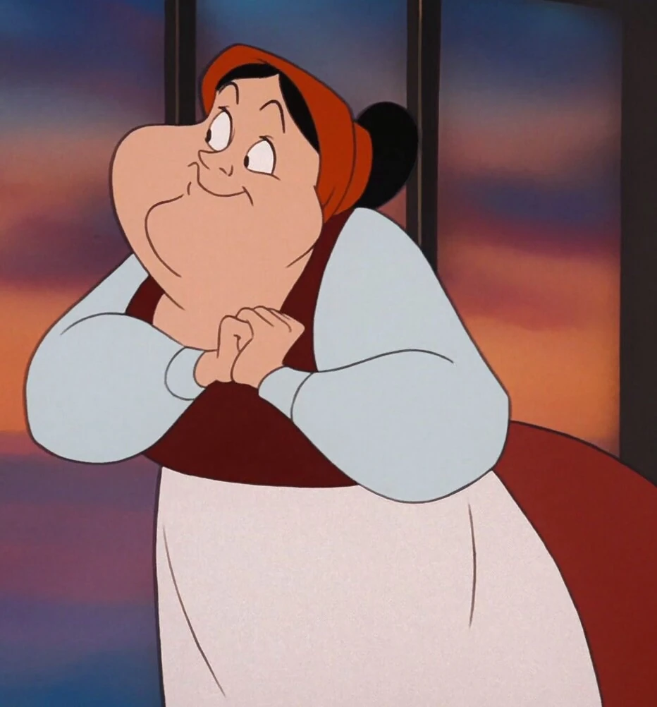 Carlotta smiling with her hands clasped in an official Disney character image