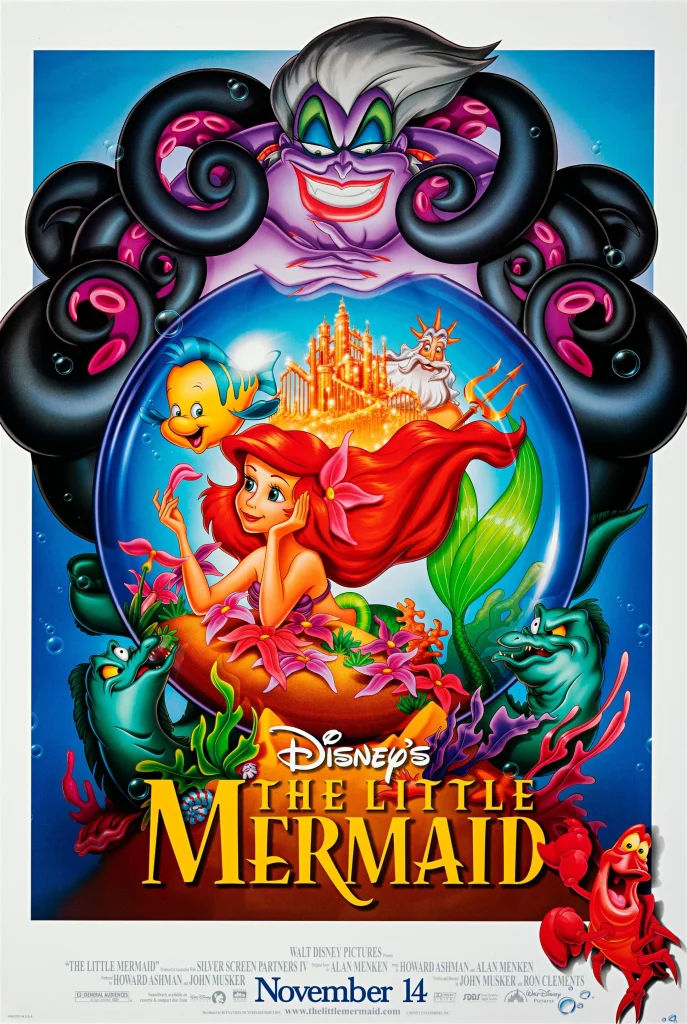 Official ensemble poster for The Little Mermaid animated film