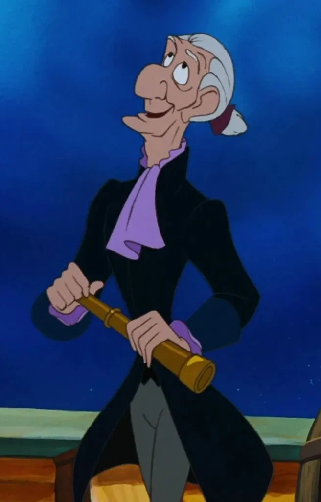 Grimsby holding a telescope in an official Disney character image