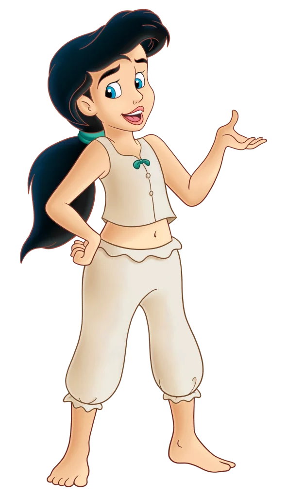 Melody gesturing in her shore clothes in an official Disney character image
