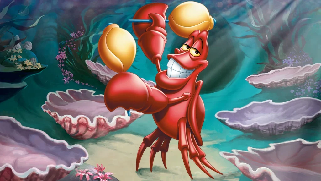 Sebastian playing percussion in an official Disney character image