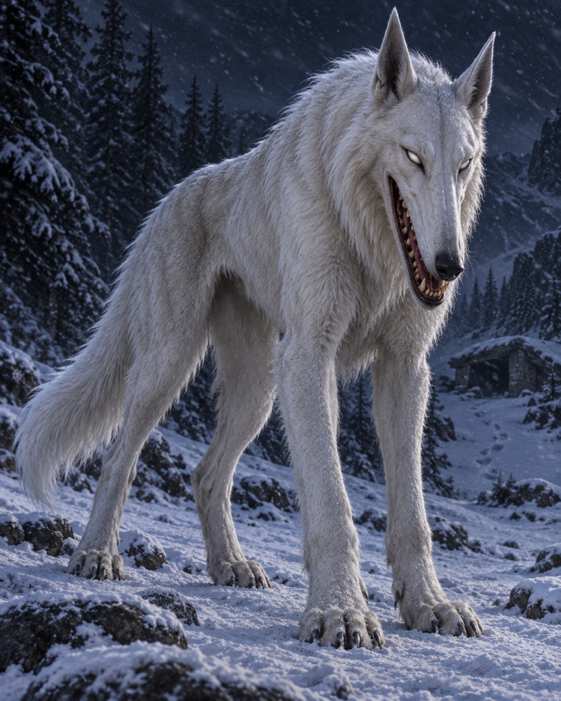 Niku’a, the enormous shining-white hound, tracking across the snowy Stile