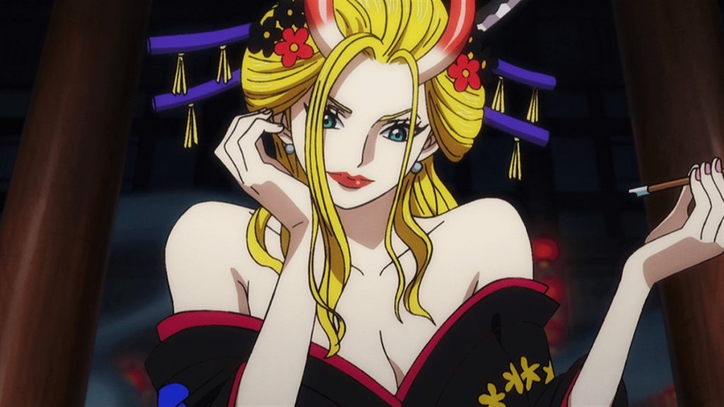 Official One Piece Episode 1011 story scene from Queen, Apoo, Zoro, X Drake, Chopper, Brook, Nami, Usopp, Ulti, Page One, Tama, Carrot, Wanda, Marco, Big Mom, Yamato, Momonosuke, Shinobu, Law, Kid, Killer, Sanji, Jinbe, Kaido, and the Scabbards