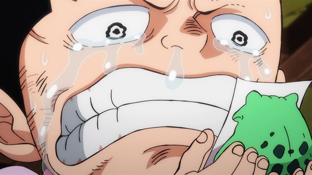 Official One Piece Episode 1037 story scene from Momonosuke, Shinobu, Luffy, Kaido, Law, Kid, Big Mom, Nami, Zeus, Usopp, Tama, Ulti, Bao Huang, Yamato, Gifters, Queen, Sanji, Chopper, Zoro, Who’s-Who, Jinbe, Franky, Sasaki, and the Heart Pirates