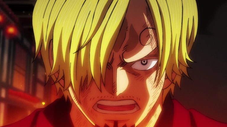 Official One Piece Episode 1057 story scene from Apoo, Drake, Yamato, Fuga, Sanji, Osome, Queen, Germa 66, Judge, Zoro, King, Enma, Hiyori, Orochi, Big Mom, Kid, Law, Izo, Marco, Kazenbo, Robin, Brook, CP0, Momonosuke, Kozaburo, Kuina, Wado Ichimonji, Sandai Kitetsu, and Chuji