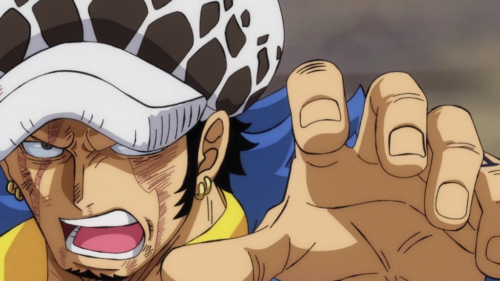 Official One Piece Episode 1058 story scene from Apoo, Drake, Yamato, Fuga, Sanji, Osome, Queen, Germa 66, Judge, Zoro, King, Enma, Hiyori, Orochi, Big Mom, Kid, Law, Izo, Marco, Kazenbo, Robin, Brook, CP0, Momonosuke, Kozaburo, Kuina, Wado Ichimonji, Sandai Kitetsu, and Chuji