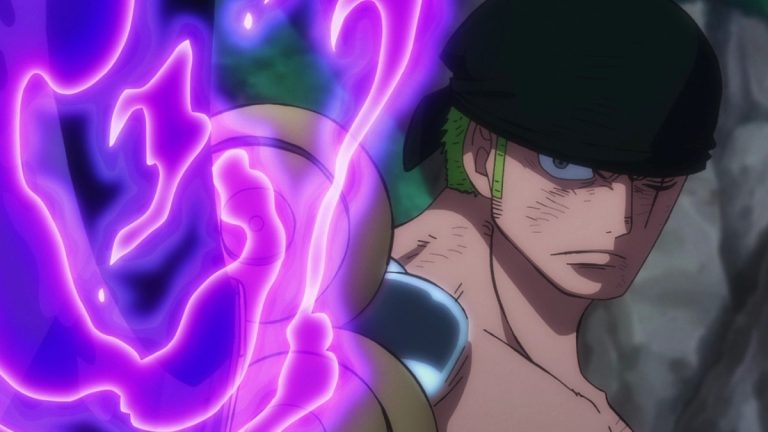Official One Piece Episode 1059 story scene from Apoo, Drake, Yamato, Fuga, Sanji, Osome, Queen, Germa 66, Judge, Zoro, King, Enma, Hiyori, Orochi, Big Mom, Kid, Law, Izo, Marco, Kazenbo, Robin, Brook, CP0, Momonosuke, Kozaburo, Kuina, Wado Ichimonji, Sandai Kitetsu, and Chuji