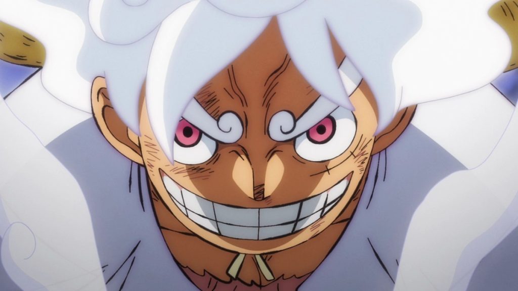 Official One Piece Episode 1073 story scene from Luffy, Kaido, Gear Five, Raizo, Jinbe, Momonosuke, Yamato, Toki, Hiyori, Denjiro, Orochi, Usopp, the Straw Hats, the Akazaya Nine, King, Rocks, Whitebeard, Higurashi, and Wano