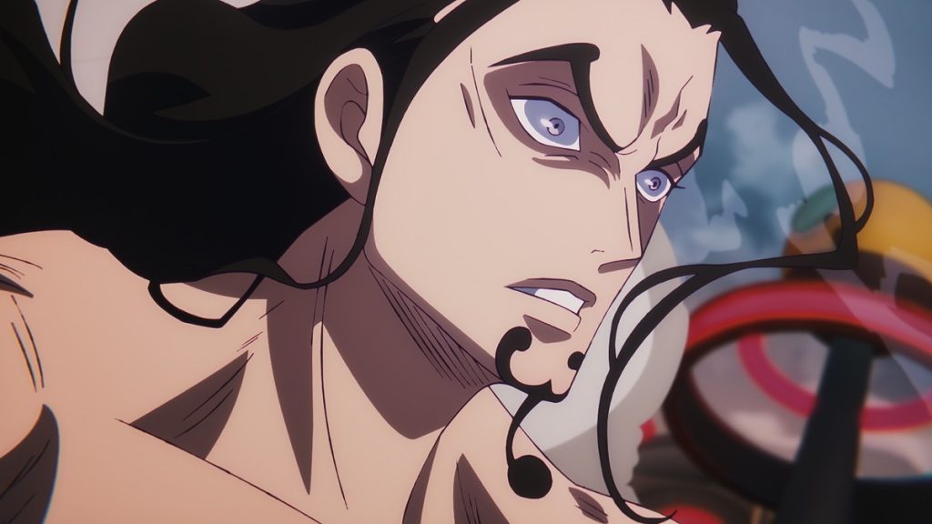 Official One Piece Episode 1100 story scene from Robin, Saul, Clover, Vegapunk, Shaka, Lilith, Pythagoras, Dragon, Kuma, Luffy, Bonney, Lucci, Kaku, Stussy, S-Bear, Atlas, Sentomaru, S-Snake, S-Hawk, S-Shark, Franky, Señor Pink, CP0, Ohara, Elbaf, Mary Geoise, and Egghead