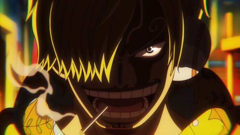 Official One Piece Episode 1110 story scene from Bonney, Kuma, Vegapunk, Shaka, York, Pythagoras, Lilith, Luffy, Zoro, Nami, Sanji, Usopp, Franky, Robin, Chopper, Lucci, Kaku, Stussy, Sentomaru, S-Snake, S-Shark, S-Hawk, S-Bear, Shanks, Kid, Dorry, Brogy, Kizaru, Saturn, CP0, Cipher Pol, Ohara, Elbaf, and Egghead