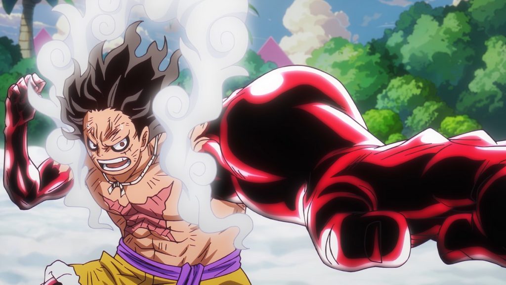 Official One Piece Episode 1126 story scene from Koby, Garp, Helmeppo, Prince Grus, Pizarro, Kuzan, Luffy, York, Vegapunk, Edison, Bonney, Saturn, Kizaru, Sentomaru, Stussy, Lucci, Zoro, Kuma, Sakazuki, the Straw Hats, the Seraphim, the Pacifista, Hachinosu, Mary Geoise, Elbaf, and Egghead
