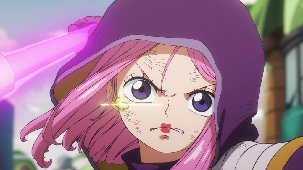 Official One Piece Episode 1127 story scene from Luffy, Kizaru, Saturn, Bonney, Kuma, Atlas, Vegapunk, Sanji, Franky, Bluegrass, Ivankov, Ginny, Roger, Garp, Rocks, Linlin, Dragon, Becory, Revolutionary Army, Celestial Dragons, Egghead, God Valley, Mary Geoise, and Sorbet Kingdom