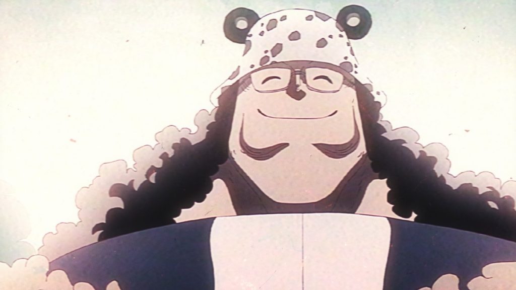Official One Piece Episode 1136 story scene from Kuma, Ginny, Bonney, Dragon, Ivankov, Gyogyo, Becory, Bulldog, Conney, Vegapunk, Saturn, Kizaru, Sentomaru, Alpha, Luffy, the Straw Hats, the Revolutionary Army, the Seven Warlords, Sorbet Kingdom, East Blue, Thriller Bark, Sabaody, and Egghead
