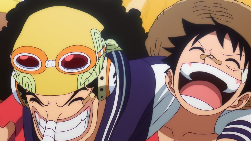 Official One Piece Episode 1156 story scene from Clover, Vegapunk, Ohara, Atlas, Lilith, Bonney, Kuma, Ginny, Luffy, Saturn, Emeth, Joy Boy, the Five Elders, Kizaru, Akainu, York, Edison, Punk Records, Garling, Imu, Dorry, Brogy, the Giant Warrior Pirates, Usopp, Shanks, Bartolomeo, Yasopp, Blackbeard, Kuzan, Garp, Koby, Lafitte, Nami, the Sunny, Egghead, and Elbaf