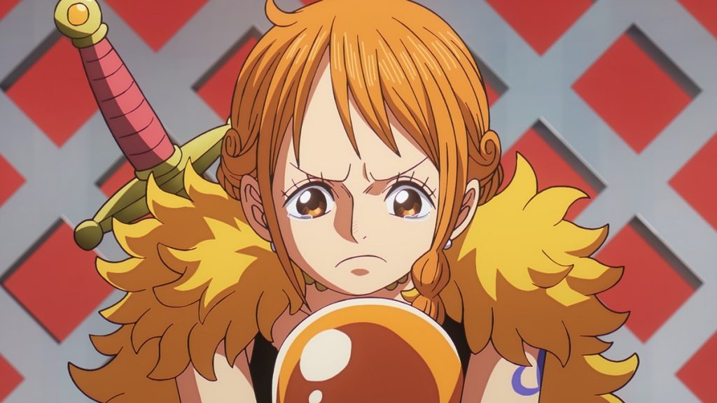 Official One Piece Episode 1157 story scene from Nami, Usopp, Zeus, Chopper, Luffy, Zoro, Sanji, Road, Hajrudin, Gerd, Goldberg, Iscat, Loki, King Harald, Treasure Tree Adam, Shanks, Robin, Brook, Saul, the Straw Hats, the Giant Warrior Pirates, the Sunny, Block Country, Warland, the Underworld, and Elbaf