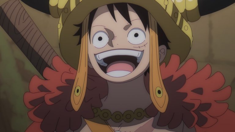 Official One Piece Episode 1167 story scene from Luffy, Zoro, Nami, Road, King Harald, Hajrudin, Shamrock, Shanks, Gunko, Loki, Cerberus, Franky, Ripley, Colon, Scopper Gaban, Gol D. Roger, Silvers Rayleigh, Jorul, Usopp, Gerd, Sommers, Killingham, the Holy Knights, Treasure Tree Adam, Aurust Castle, Walrus School, and Elbaf