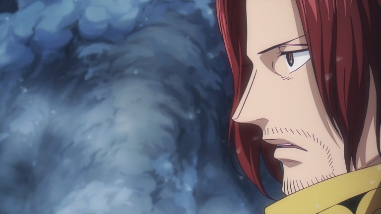 Official One Piece Episode 1168 story scene from Luffy, Zoro, Nami, Road, King Harald, Hajrudin, Shamrock, Shanks, Gunko, Loki, Cerberus, Franky, Ripley, Colon, Scopper Gaban, Gol D. Roger, Silvers Rayleigh, Jorul, Usopp, Gerd, Sommers, Killingham, the Holy Knights, Treasure Tree Adam, Aurust Castle, Walrus School, and Elbaf