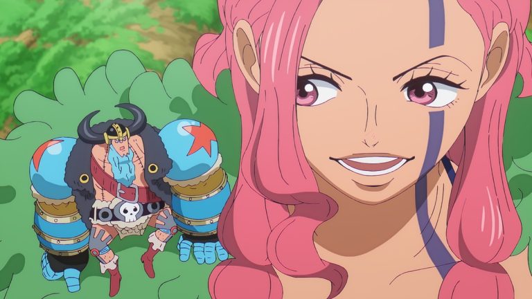 Official One Piece Episode 1171 story scene from Luffy, Zoro, Nami, Road, King Harald, Hajrudin, Shamrock, Shanks, Gunko, Loki, Cerberus, Franky, Ripley, Colon, Scopper Gaban, Gol D. Roger, Silvers Rayleigh, Jorul, Usopp, Gerd, Sommers, Killingham, the Holy Knights, Treasure Tree Adam, Aurust Castle, Walrus School, and Elbaf