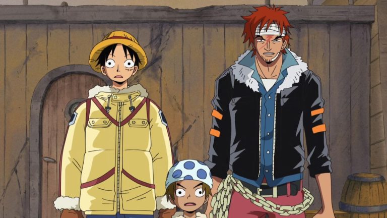 Official One Piece Episode 329 story scene from the Phoenix Pirates, Thousand Sunny machinery, and the Accino Family’s Ice Hunter trap