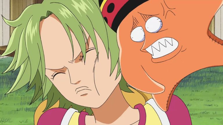 Official One Piece Episode 386 story scene from Spa Island, Brook aboard the Thousand Sunny, the Red Line, Camie, Pappag, Hatchan, and Duval