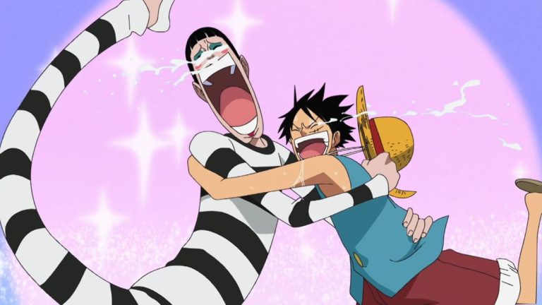 Official One Piece Episode 432 story scene from Impel Down Starvation Hell, Saldeath, Bon Clay, Ivankov, Minotaurus, Blazing Hell, Hannyabal, the Jailer Beasts, and Magellan