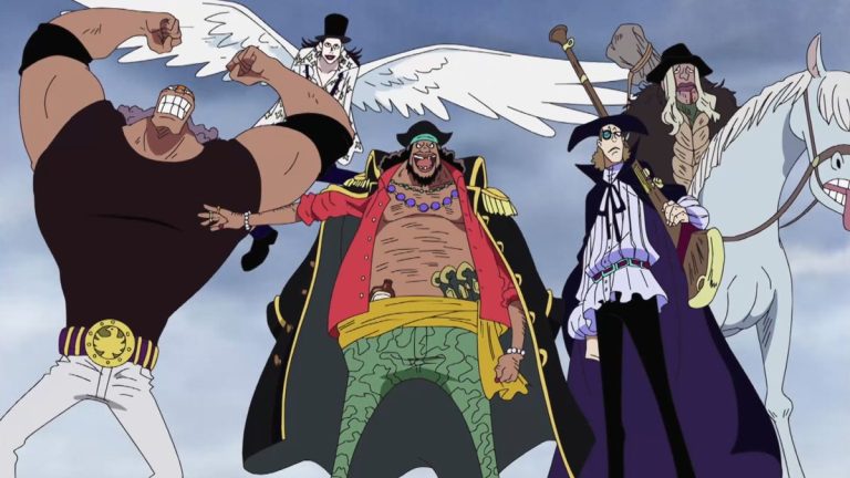Official One Piece Episode 444 story scene from Impel Down, Luffy, Bon Clay, Ivankov, Inazuma, Ace, Jinbe, Crocodile, Blackbeard, Shiryu, and the Level Six breakout