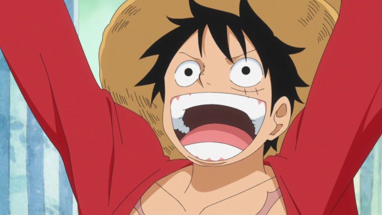 Official One Piece Episode 522 story scene from Straw Hat reunion, Thousand Sunny departure, Bartholomew Kuma, Caribou Pirates, Momoo, Kraken Surume, deep-sea currents, and the route to Fish-Man Island