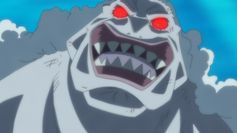 Official One Piece Episode 563 story scene from Hody Jones, Luffy, Shirahoshi, Fukaboshi, inherited hatred, Energy Steroids, Red Hawk, Ace, the New Fish-Man Pirate officers, and Noah